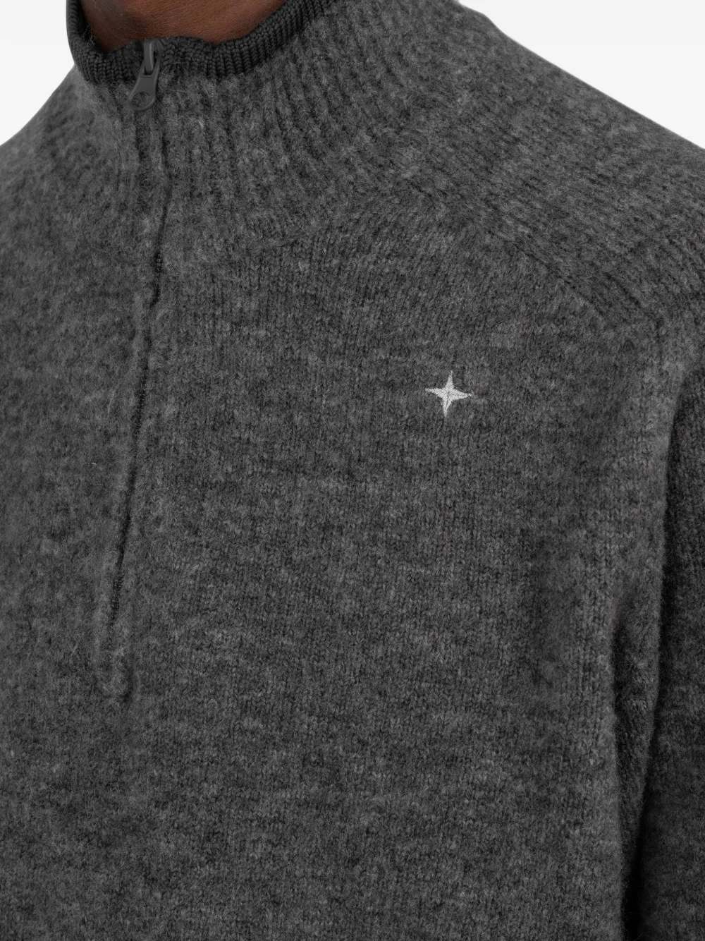 Stone Island 5100026 S.I. Stellina trui van geborstelde wol Grijs