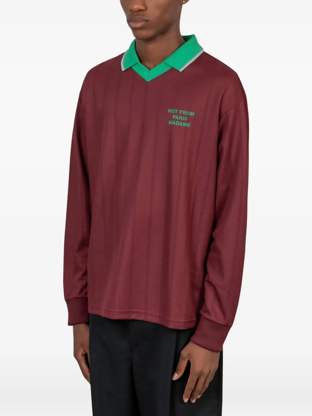 Drôle De Monsieur Poloshirt met lange mouwen en tekst-print Rood
