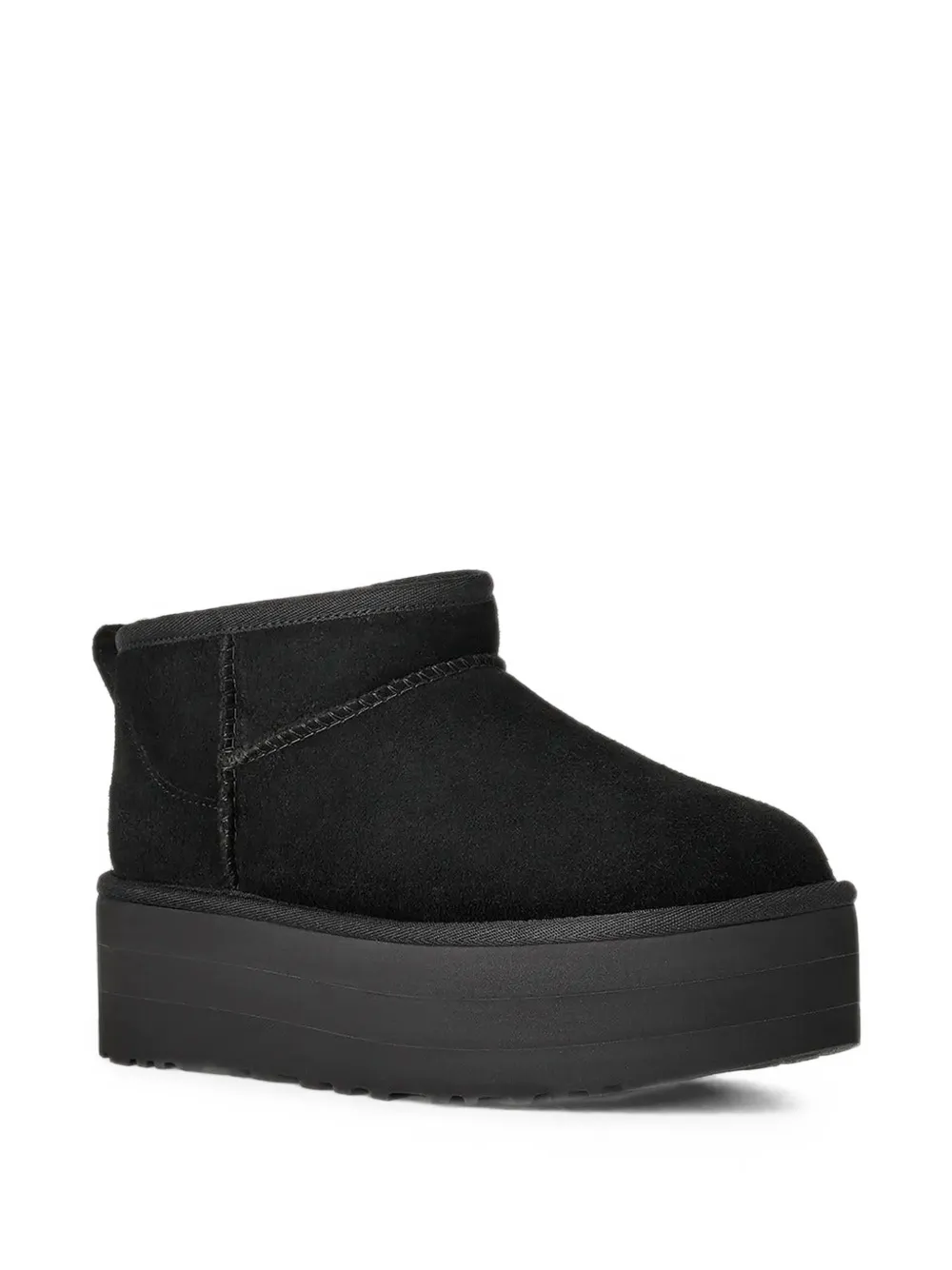 Ugg Classic Ultra Mini Low-cut Platform Leather Boots In Black
