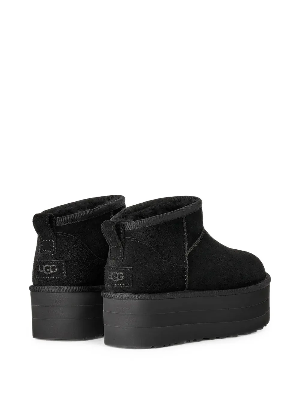 Ugg Classic Ultra Mini Low-cut Platform Leather Boots In Black