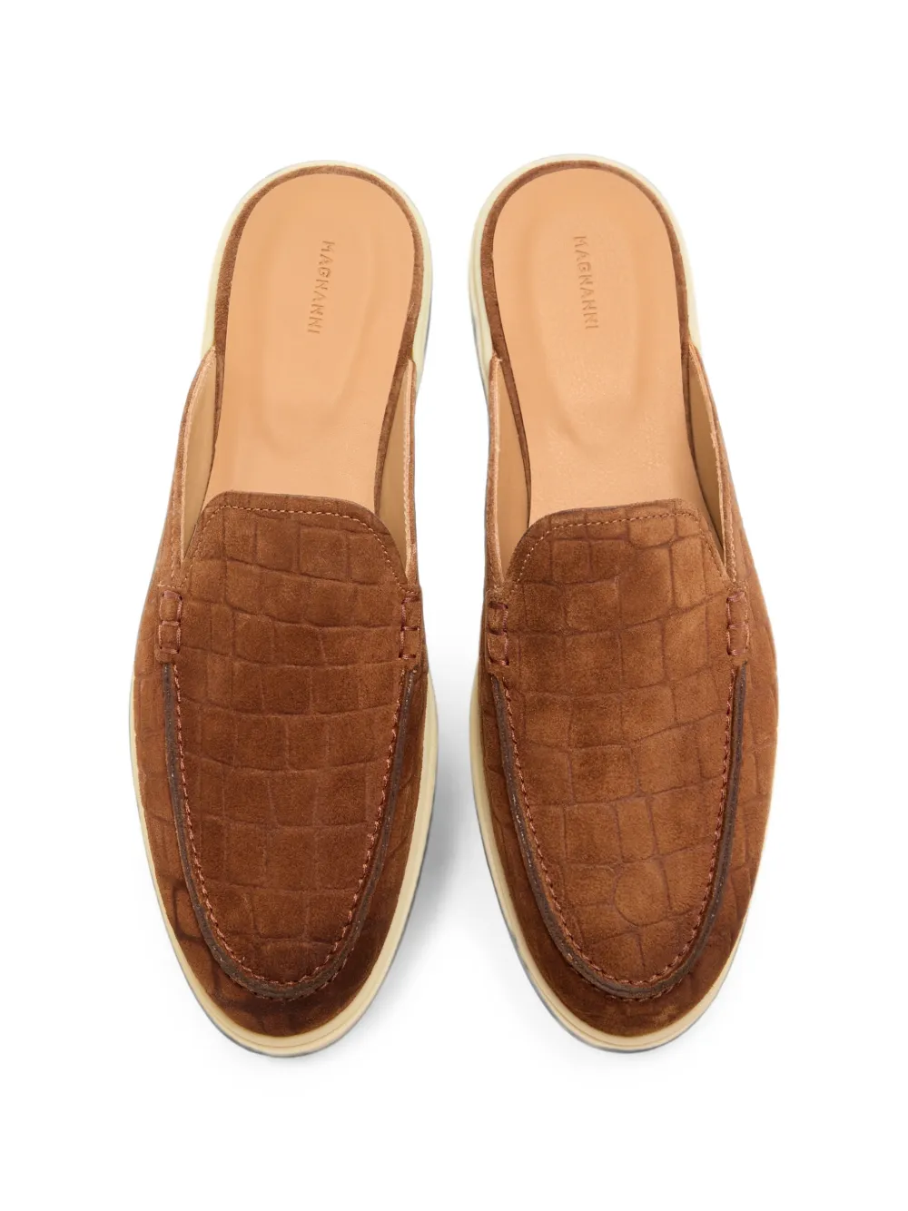 Magnanni Sofia crocodile-effect suede loafers Bruin