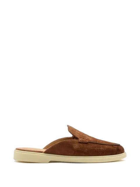 Magnanni mocasines Sofia de ante con efecto de piel de cocodrilo