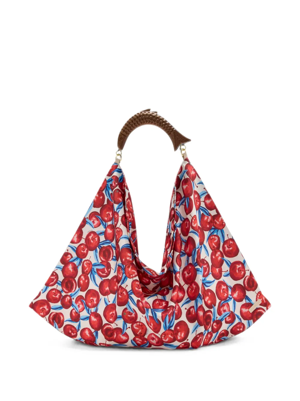 FARM Rio medium cherry-print satin tote bag - Rose FARM Rio medium cherry-print satin tote bag - Rose
