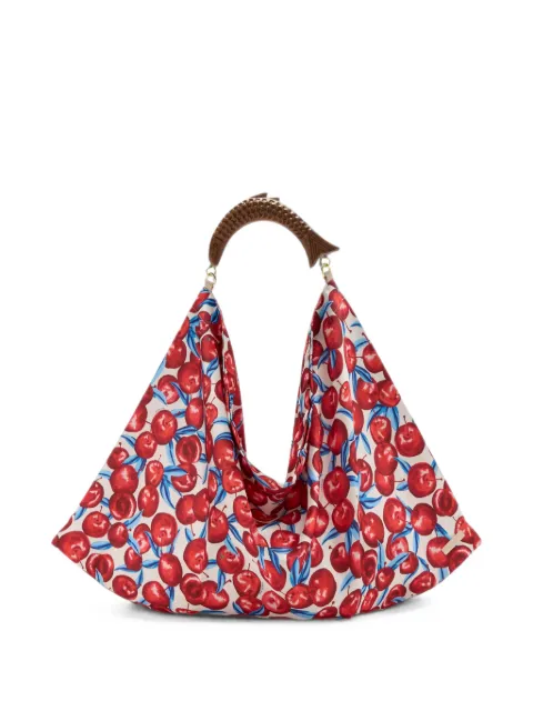 FARM Rio medium cherry-print satin tote bag