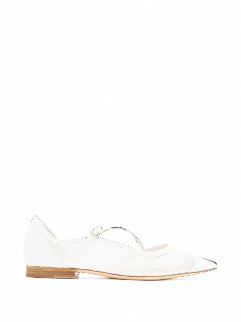 Malone Souliers Bettina mesh buckled ballet flats Wit