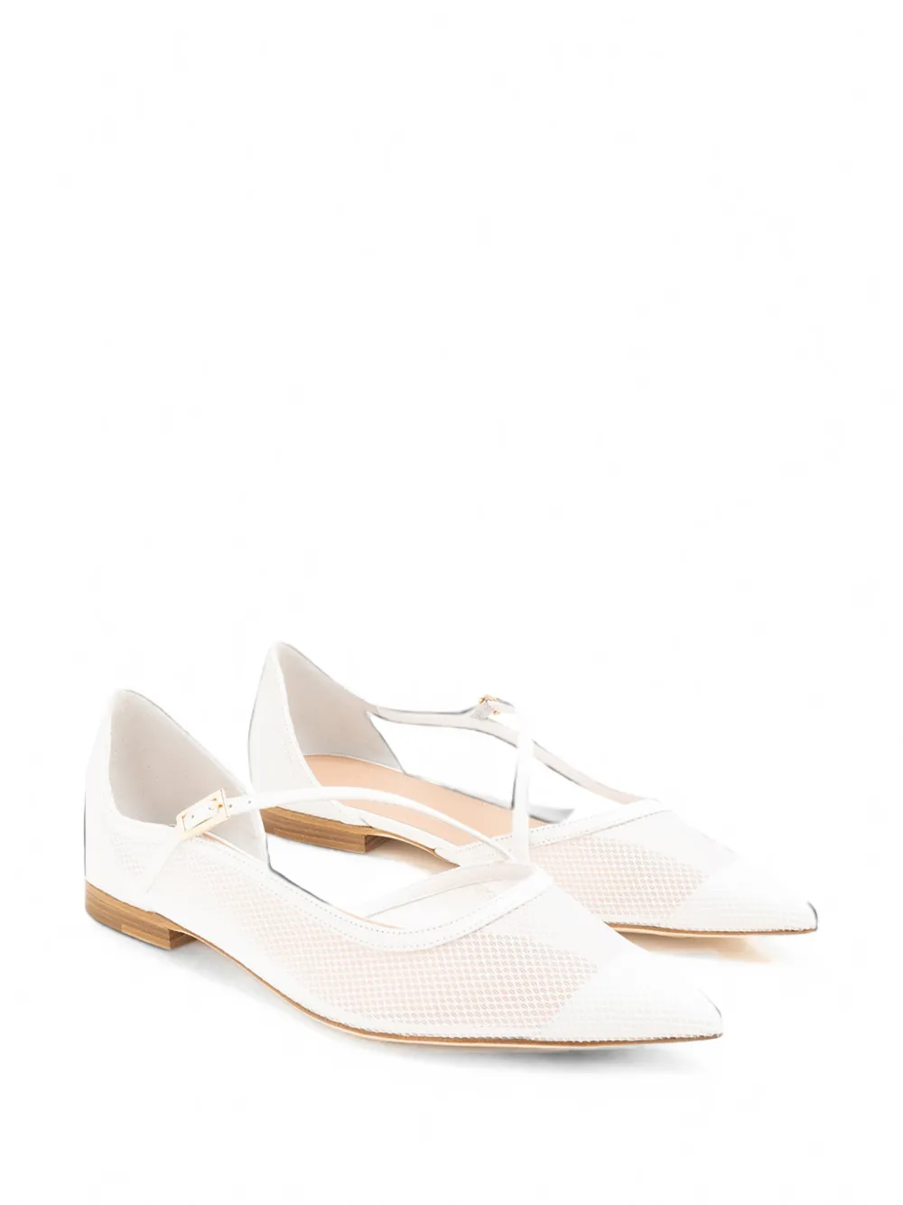 Malone Souliers Bettina mesh buckled ballet flats Wit
