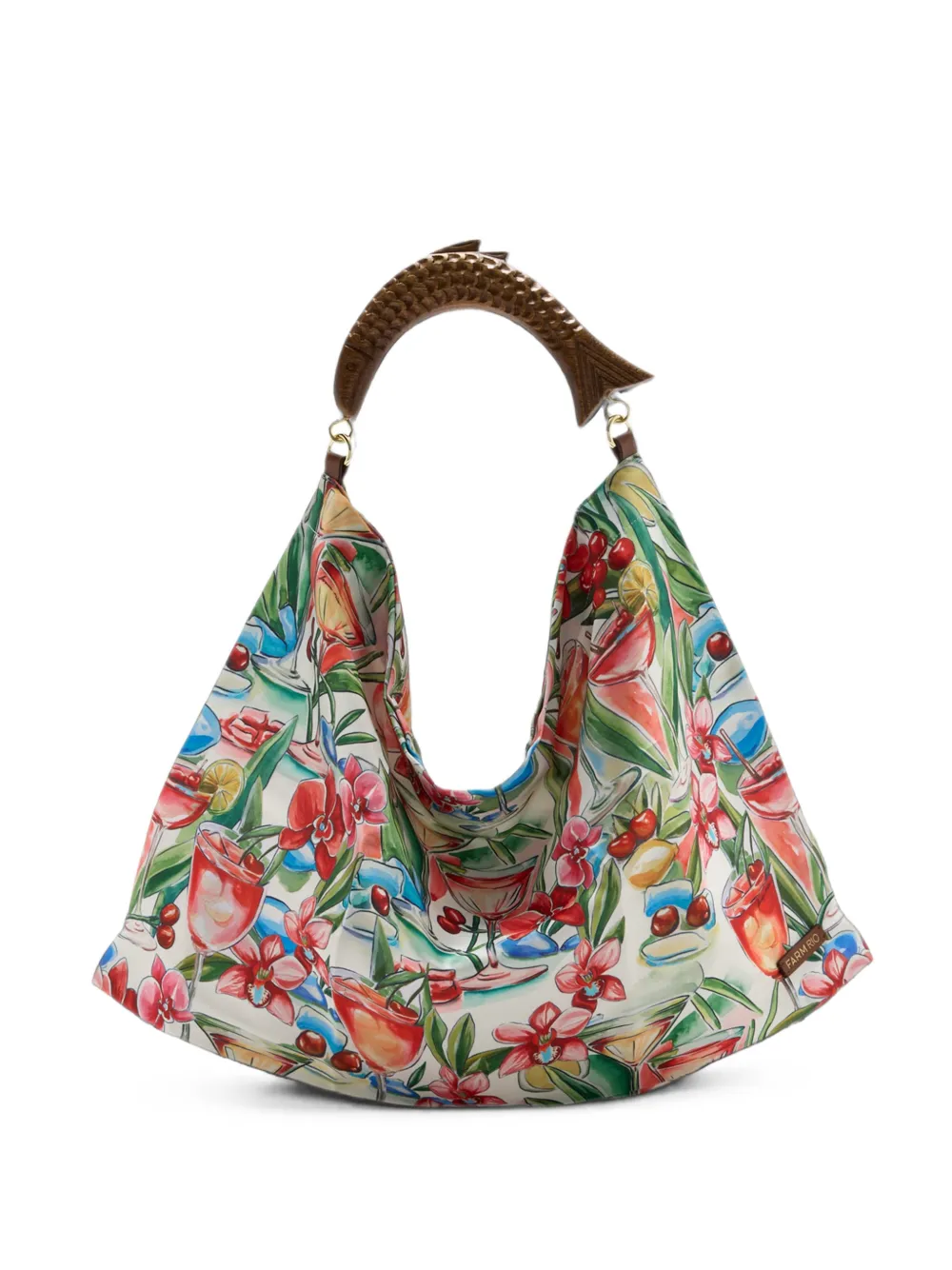 FARM Rio cocktail-print shoulder bag - Bianco