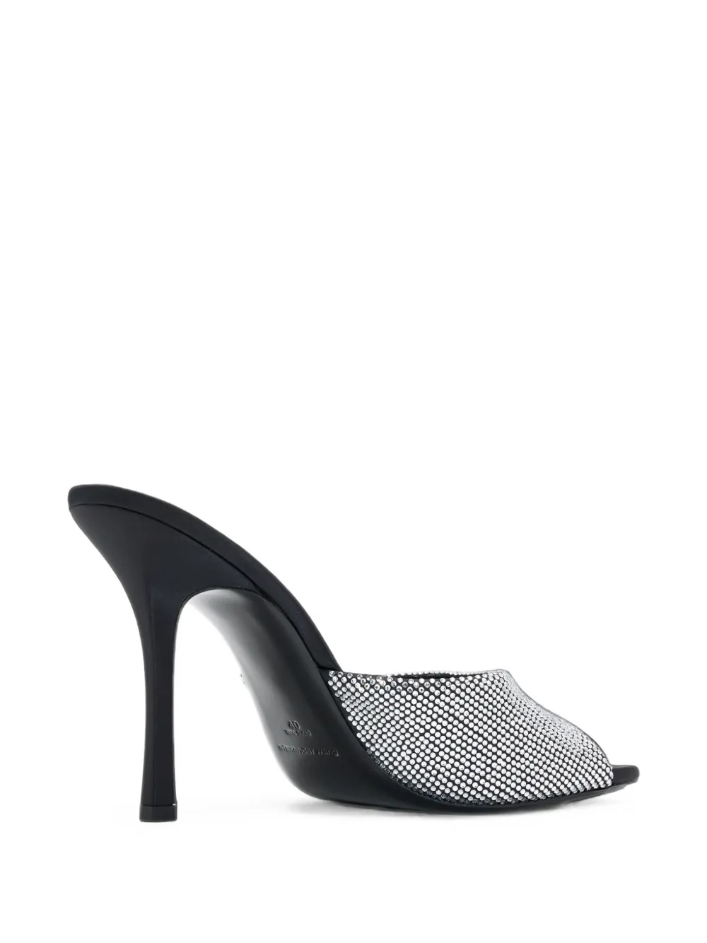 Alexander Wang Cher crystal-hotfix 105mm mules Zilver