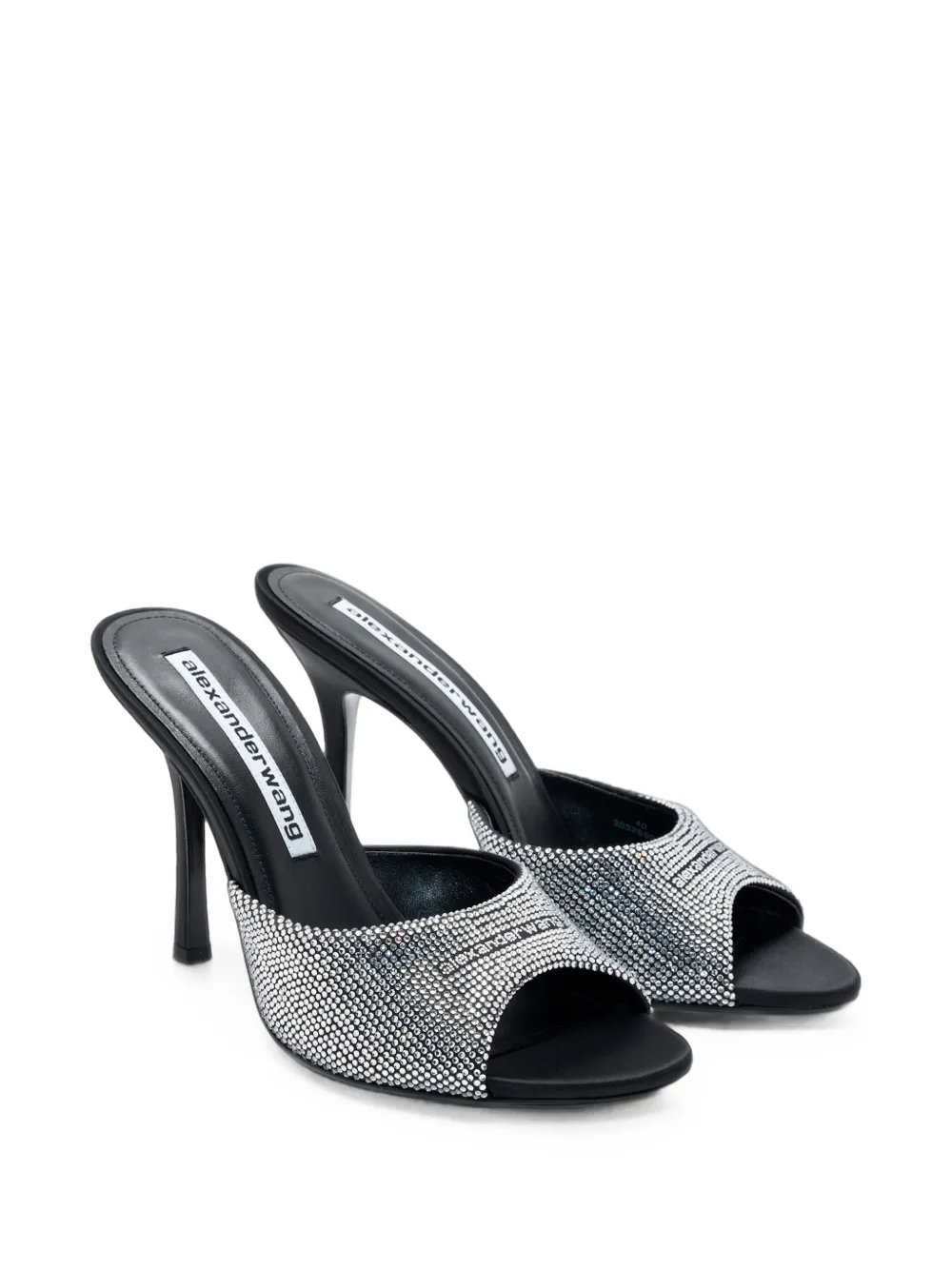 Alexander Wang Cher crystal-hotfix 105mm mules Zilver