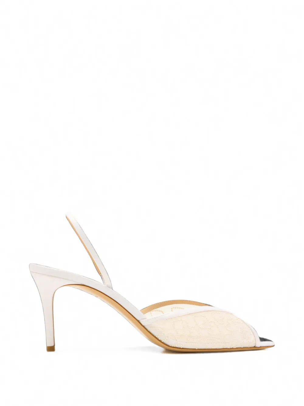 Andrea Wazen Katy Mesh Slingback Sandals In White