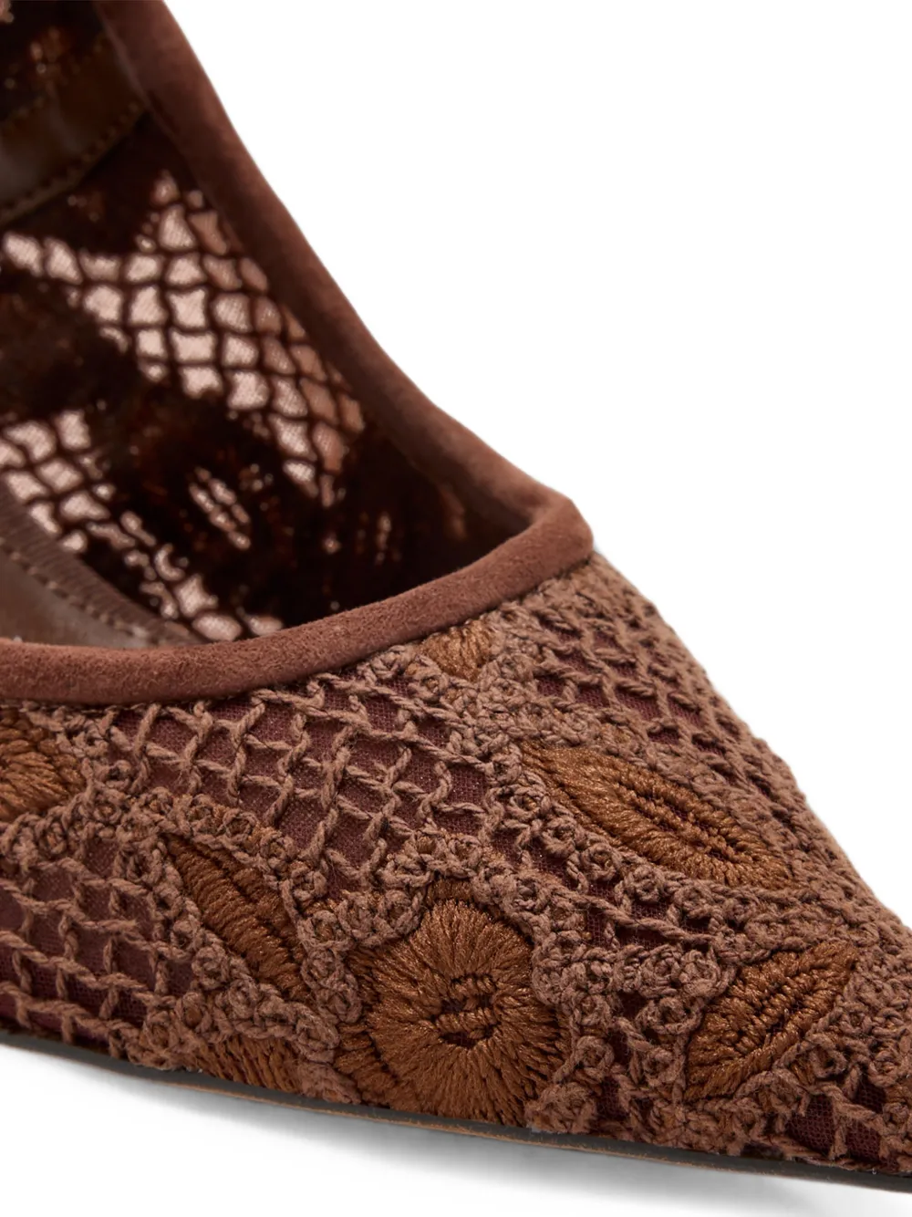 Sam Edelman Hazel floral-embroidered mesh pumps Bruin