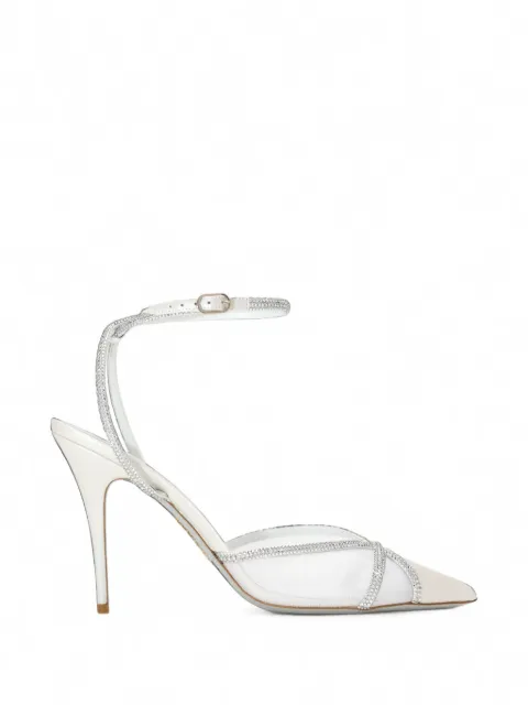 René Caovilla Becky crystal-embellished mesh pumps