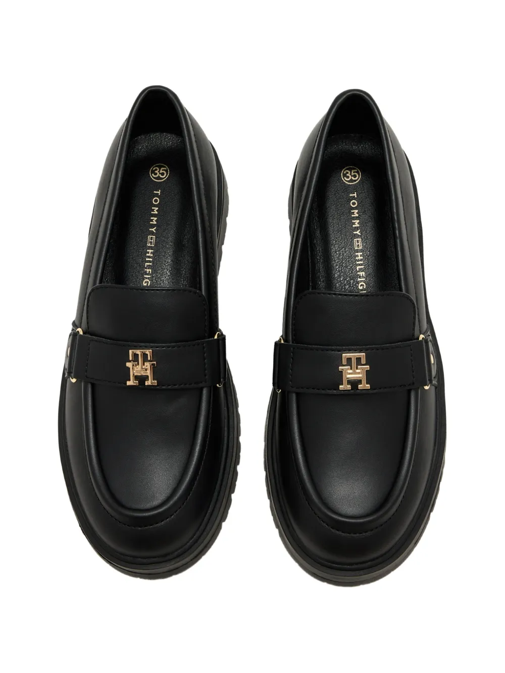 Tommy Hilfiger Junior logo-plaque chunky loafers Zwart