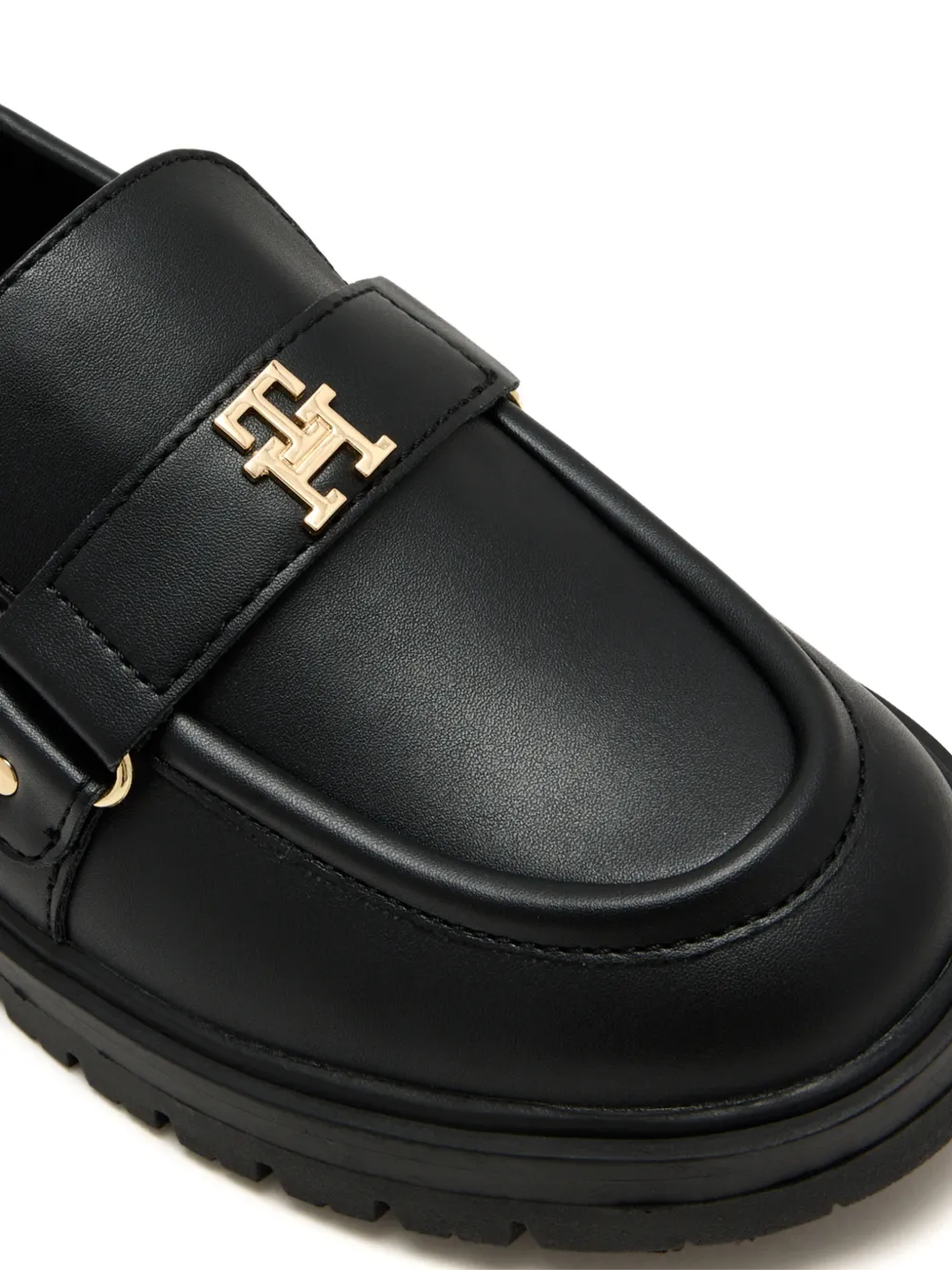Tommy Hilfiger Junior logo-plaque chunky loafers Zwart