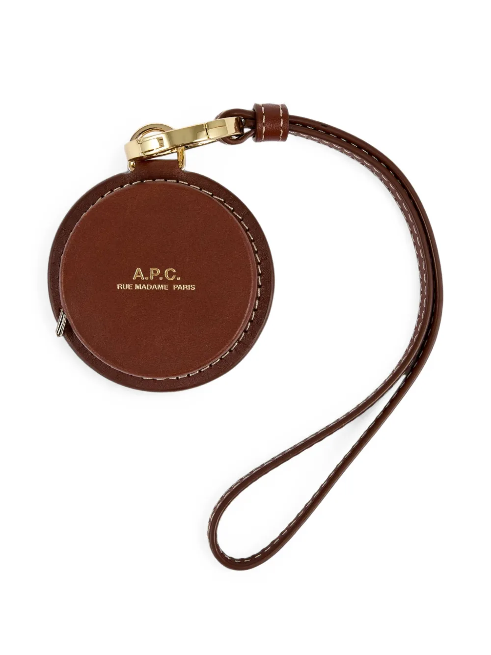 A.p.c. Ruban Leather Tape-measure Charm In Brown