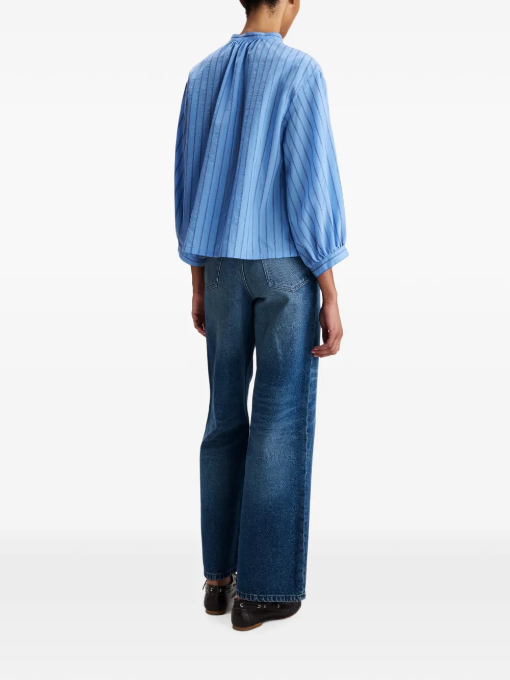 A.P.C. Bela gestreepte blouse met kraag Blauw