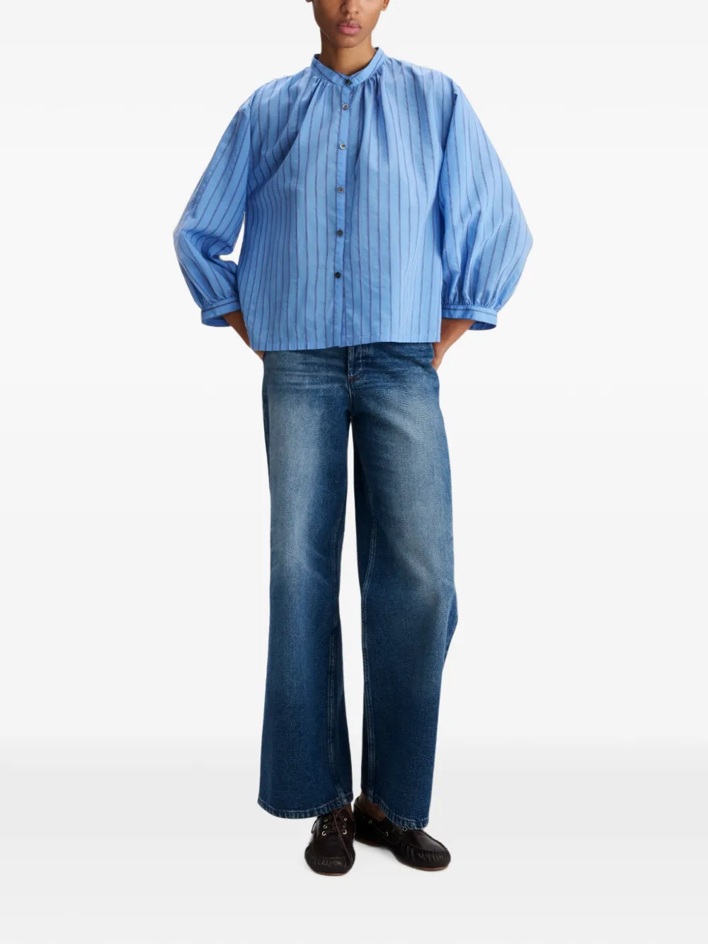 A.P.C. Bela gestreepte blouse met kraag Blauw