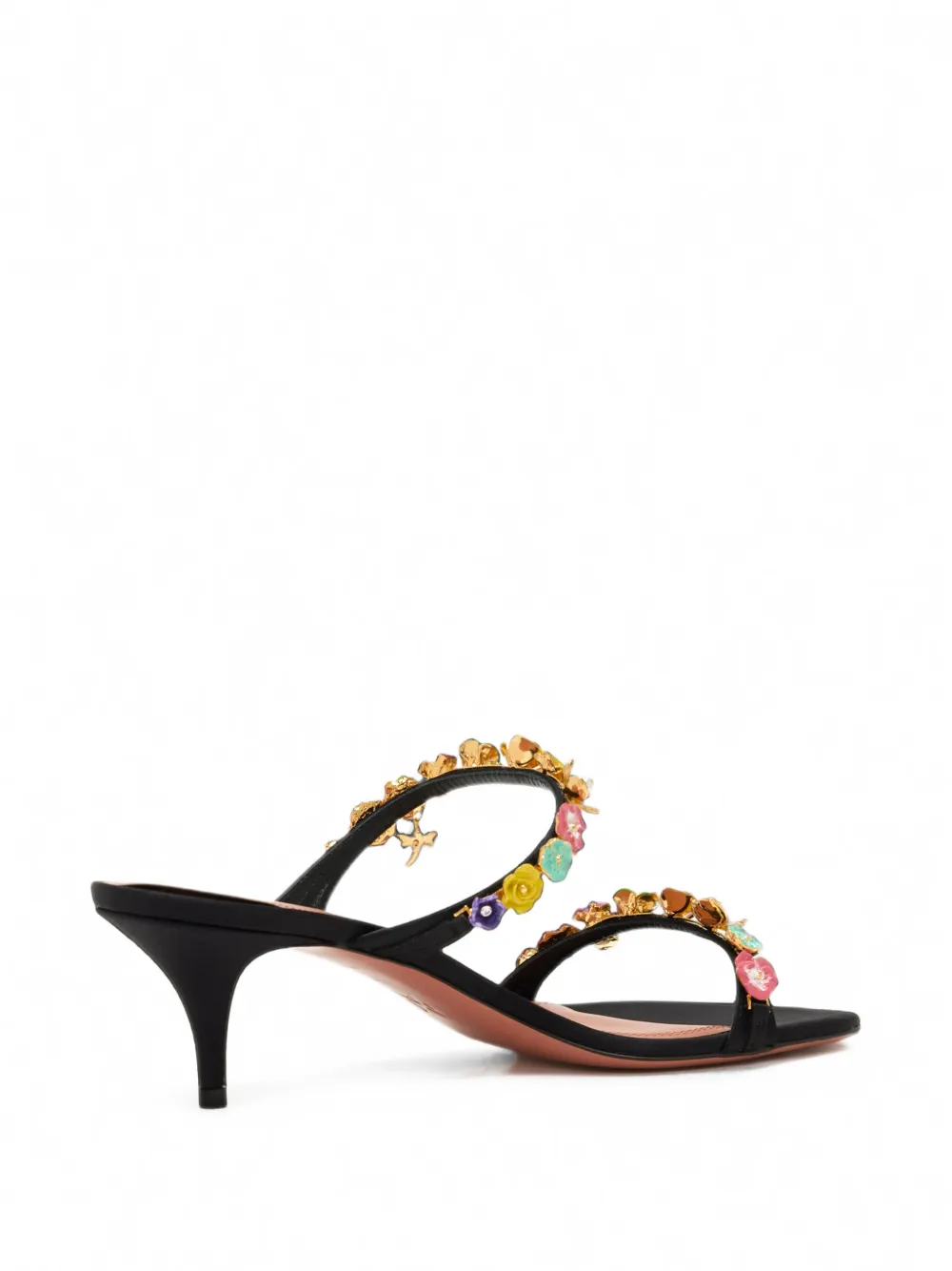 Amina Muaddi Vittoria floral-embellished sandals Zwart