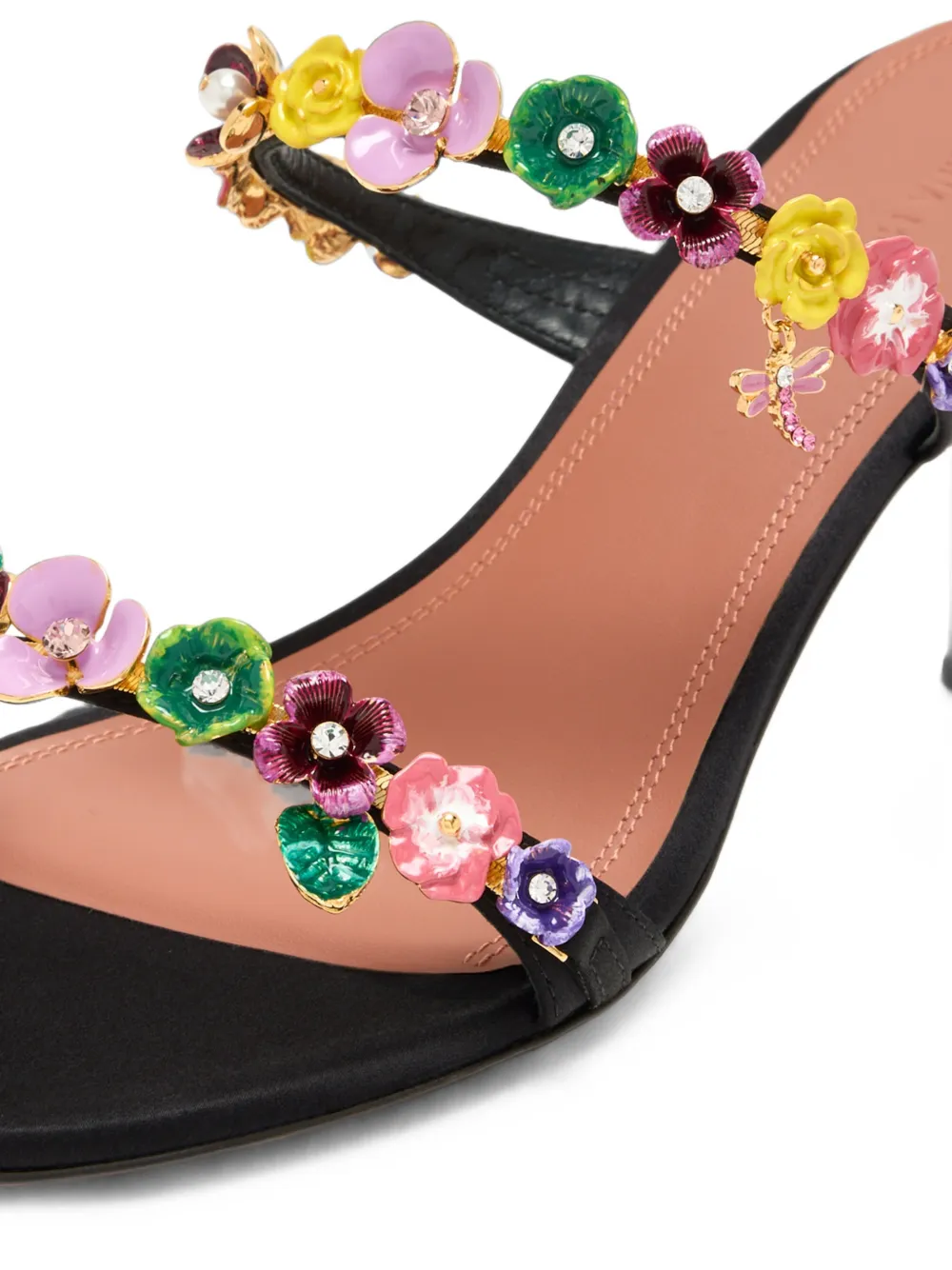Amina Muaddi Vittoria floral-embellished sandals Zwart