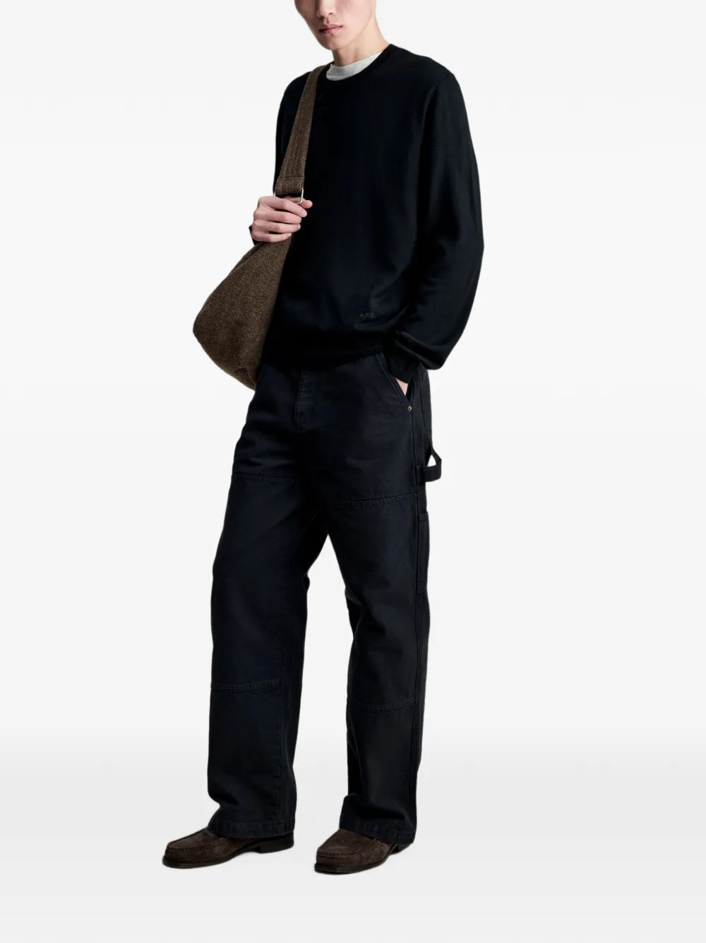 A.P.C. Matthieu trui met ronde hals en logoprint Zwart