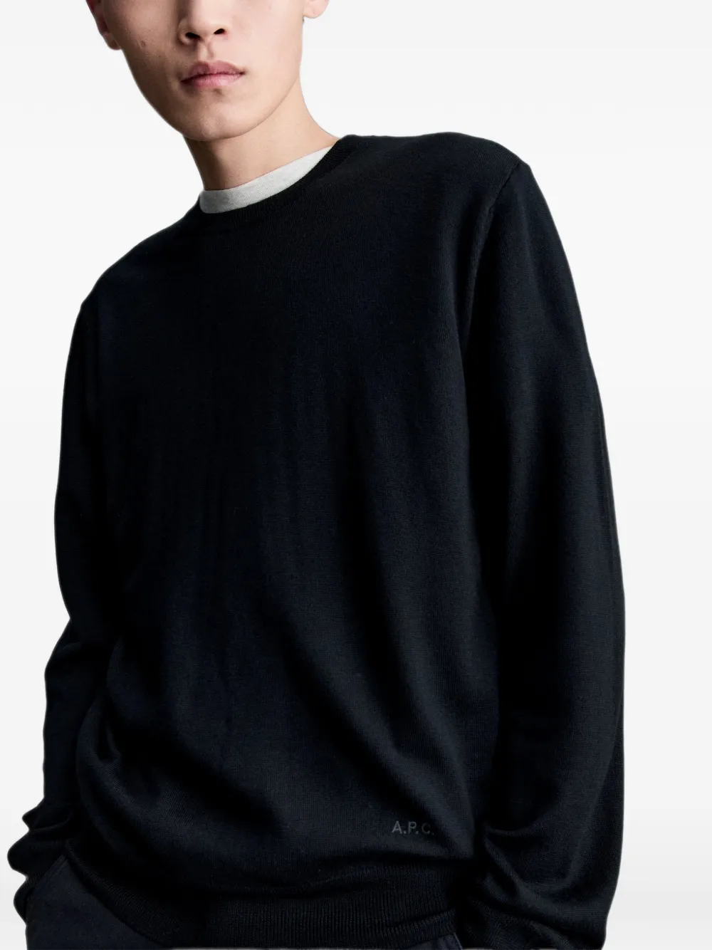 A.P.C. Matthieu trui met ronde hals en logoprint Zwart