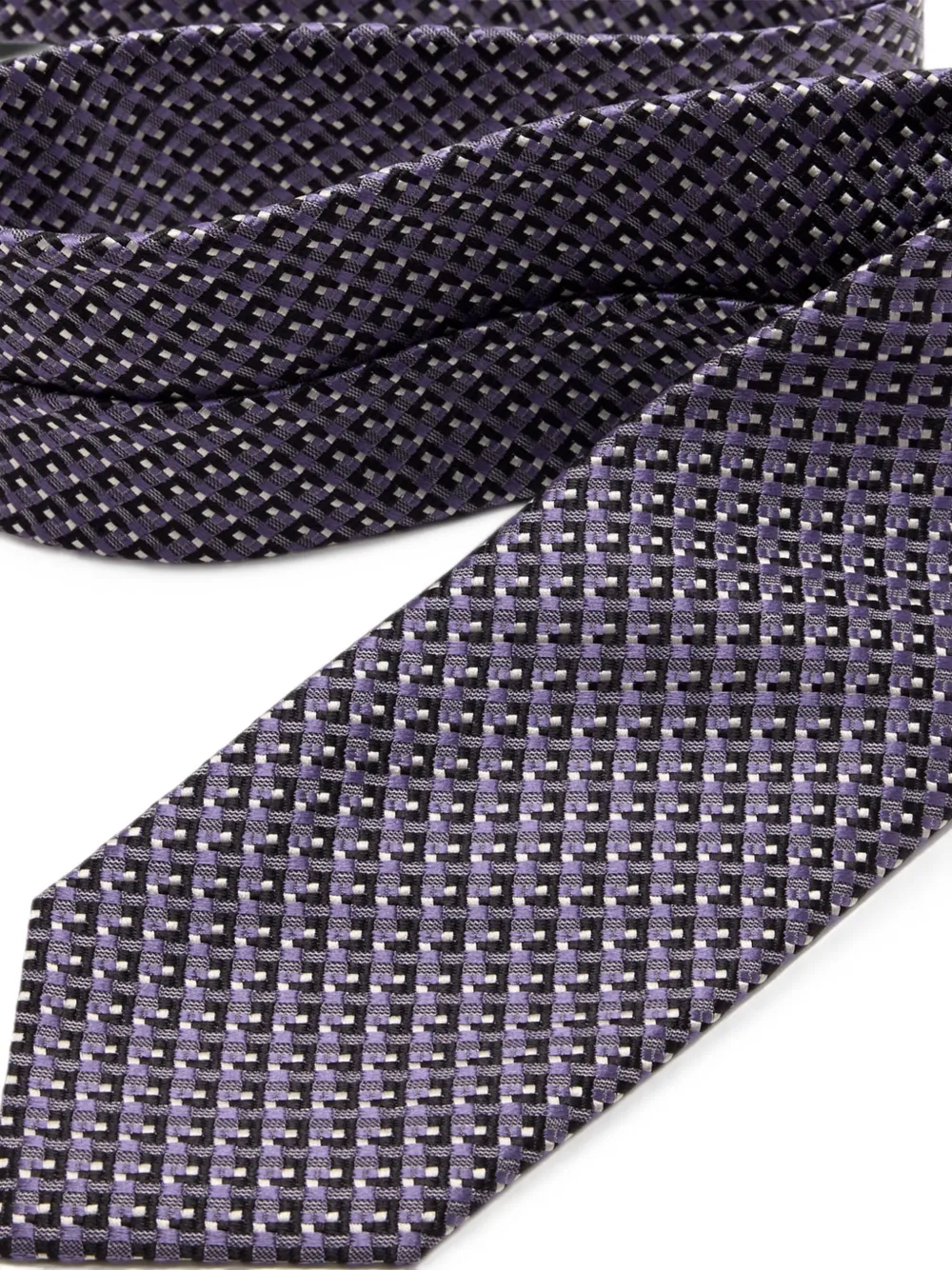 TOM FORD Zijden stropdas met geometrisch patroon Paars