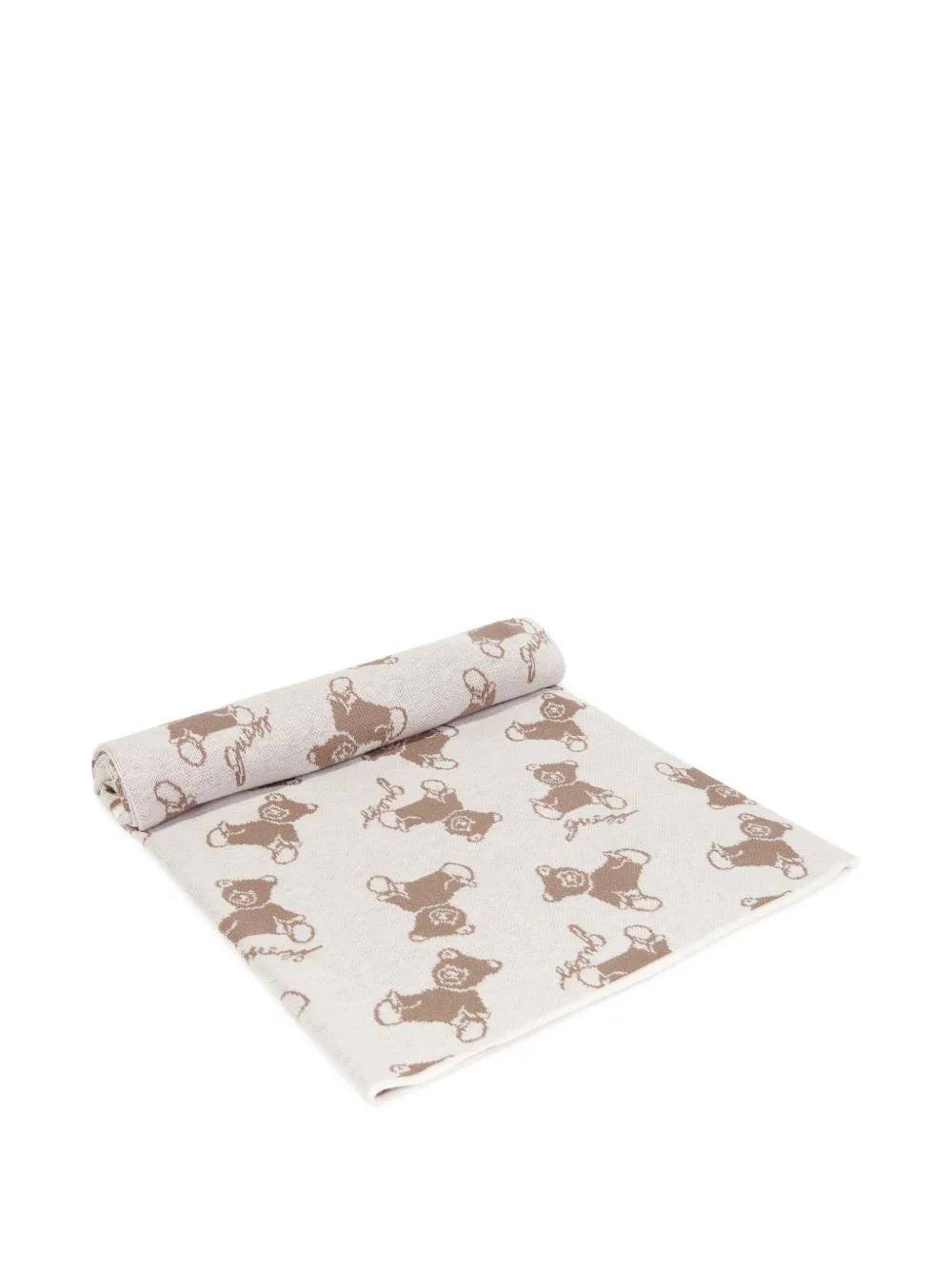 guess kids teddy-bear intarsia-knit blanket Beige
