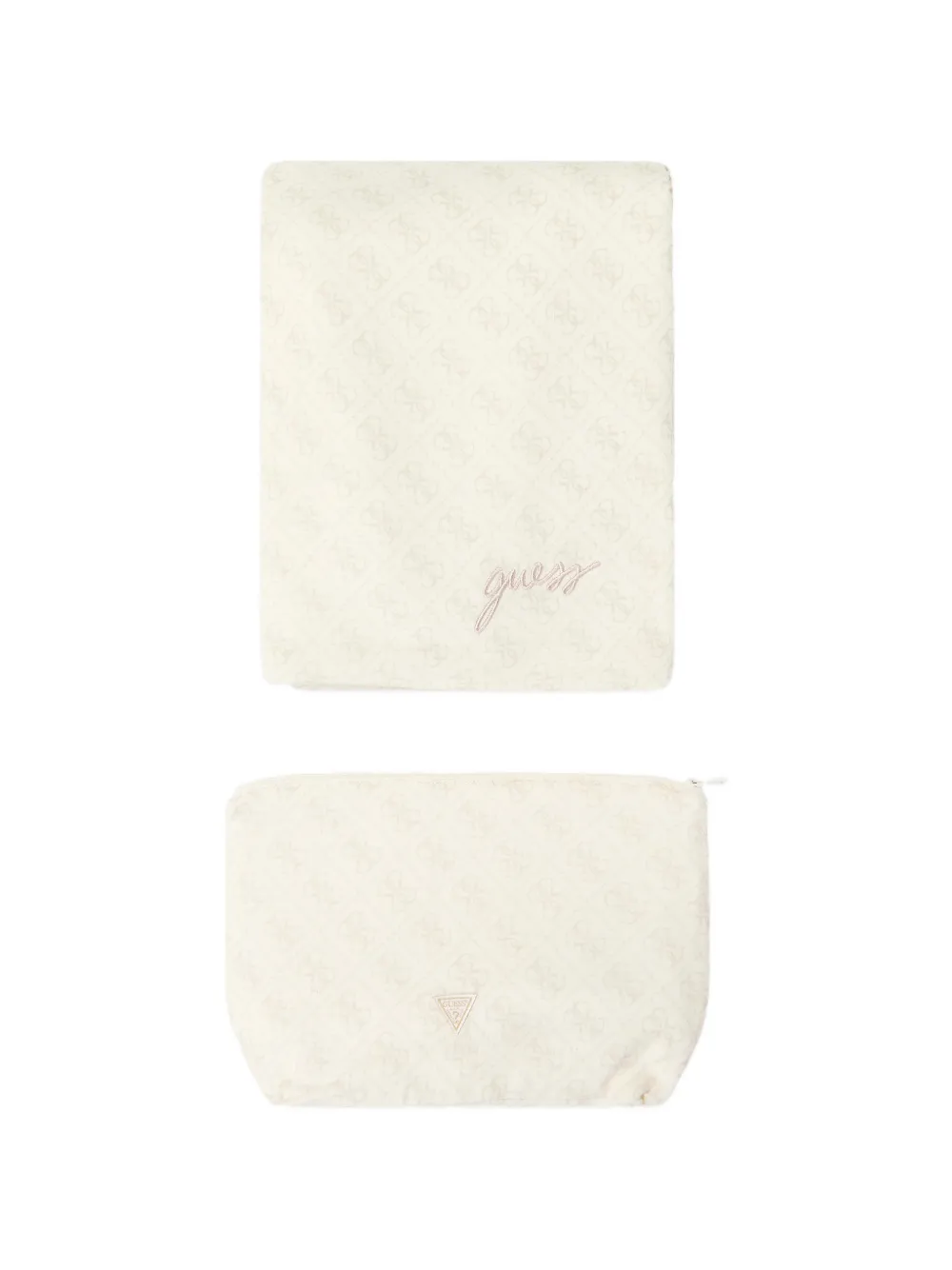 guess kids monogram-print logo-patch pouch and blanket set (set of two) - Toni neutri