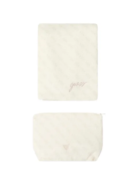 guess kids monogram-print logo-patch pouch and blanket set (set of two)