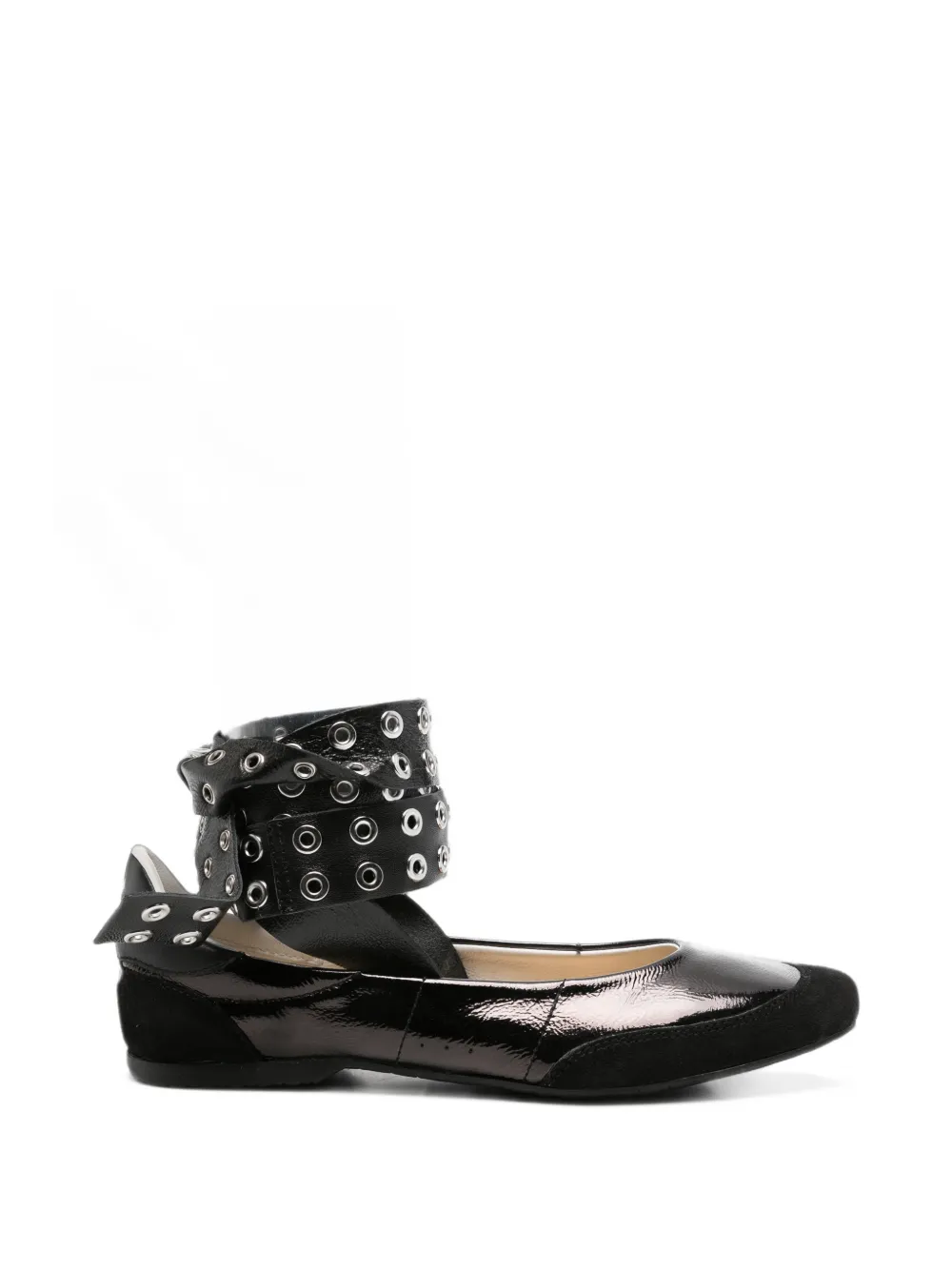 Patrizia Pepe eyelet-embellished wrap-around ballet flats - Nero
