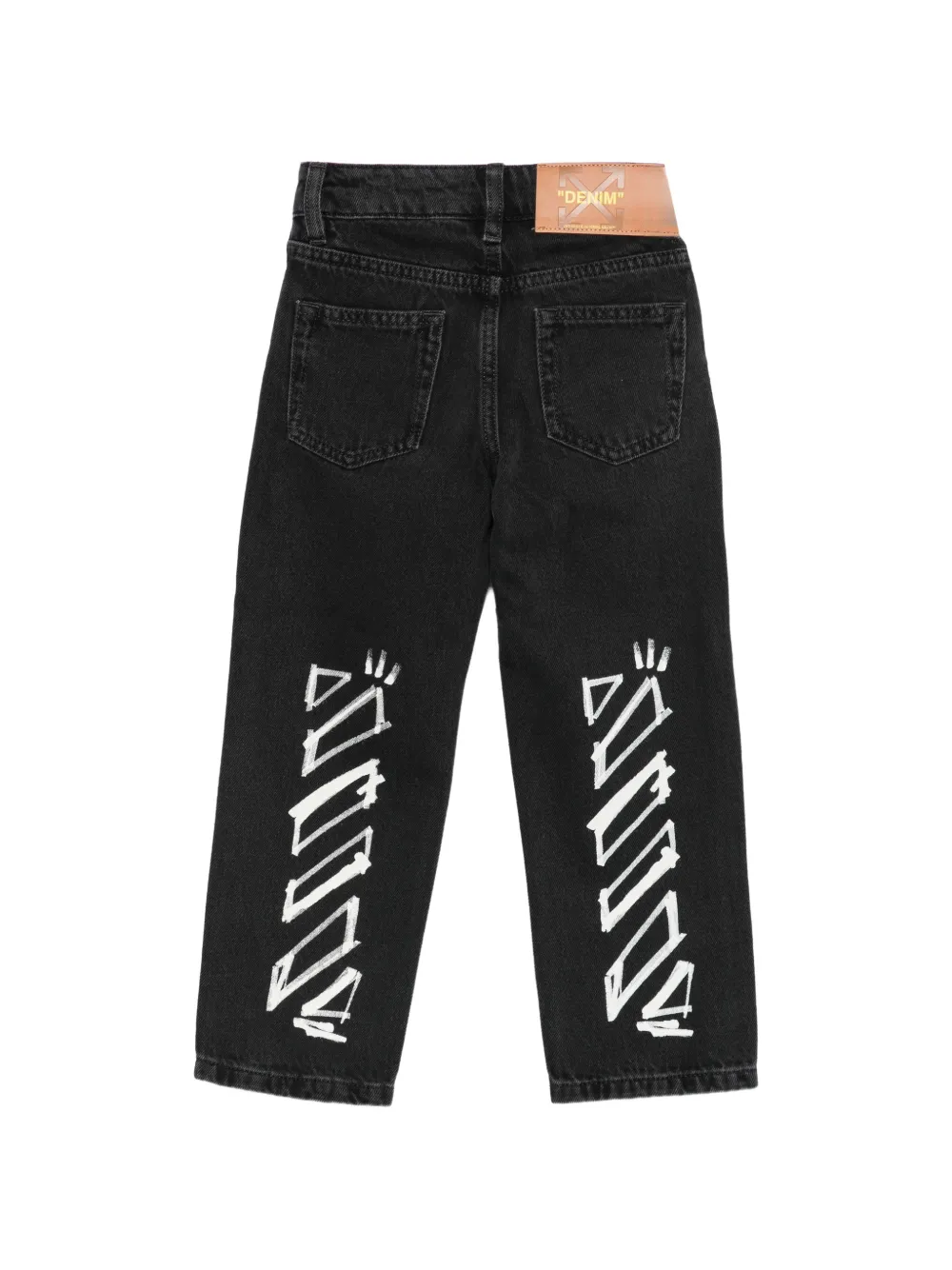 Off-White Kids Diagonal Marker logo-print jeans Zwart
