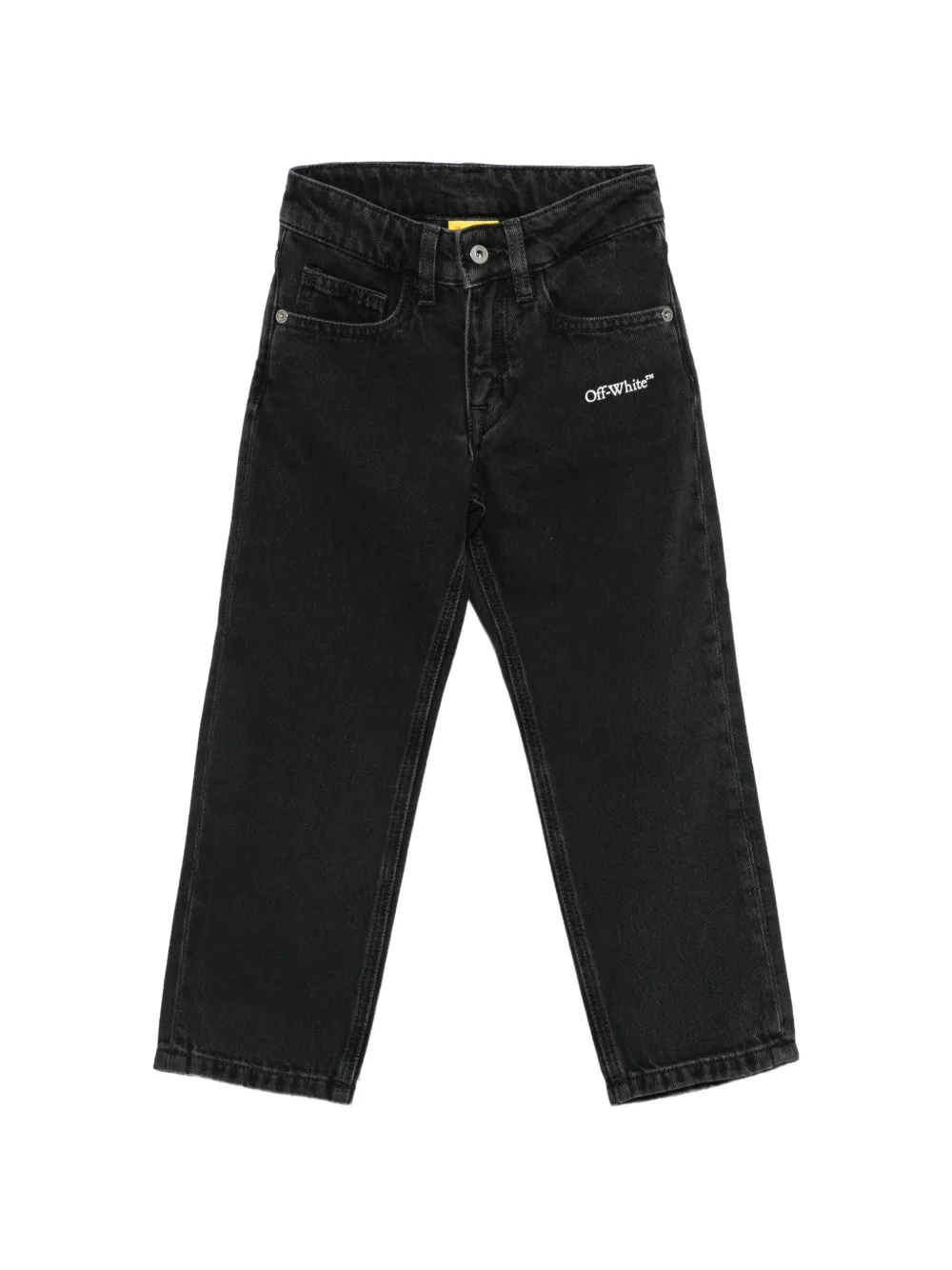 Off-White Kids Diagonal Marker logo-print jeans Zwart
