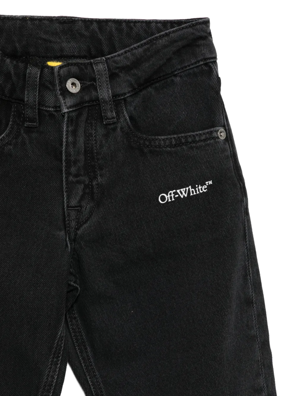 Off-White Kids Diagonal Marker logo-print jeans Zwart
