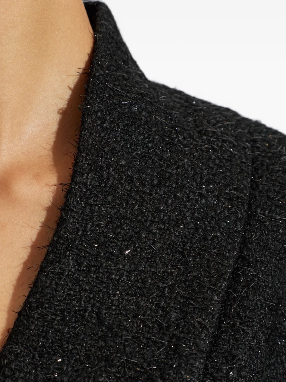 Self-Portrait Bouclé midi-jurk met metallic effect Zwart