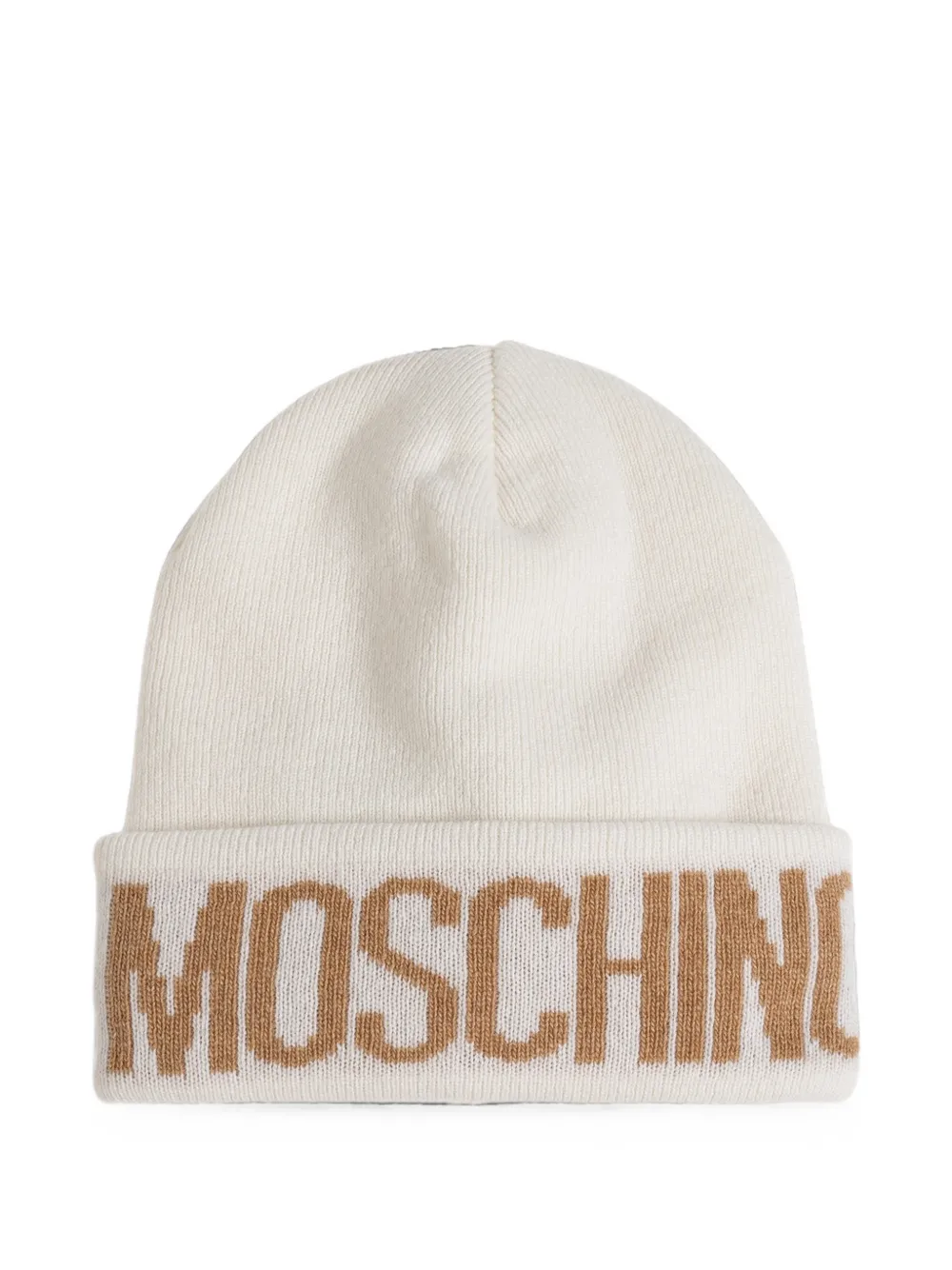 Moschino logo-intarsia beanie hat - Bianco