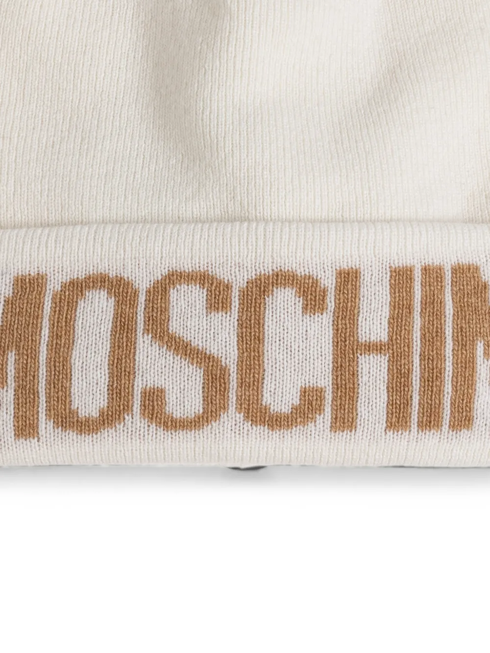 Moschino logo-intarsia beanie hat Wit