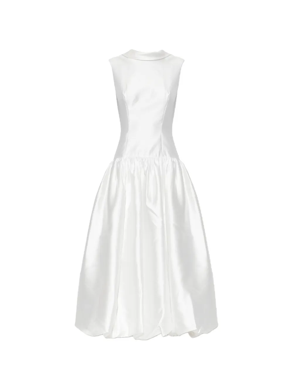 Self-portrait Feather-embellished Satin Midi Dress In White