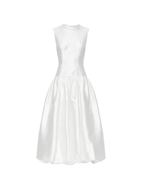Self-Portrait feather-embellished satin midi dress