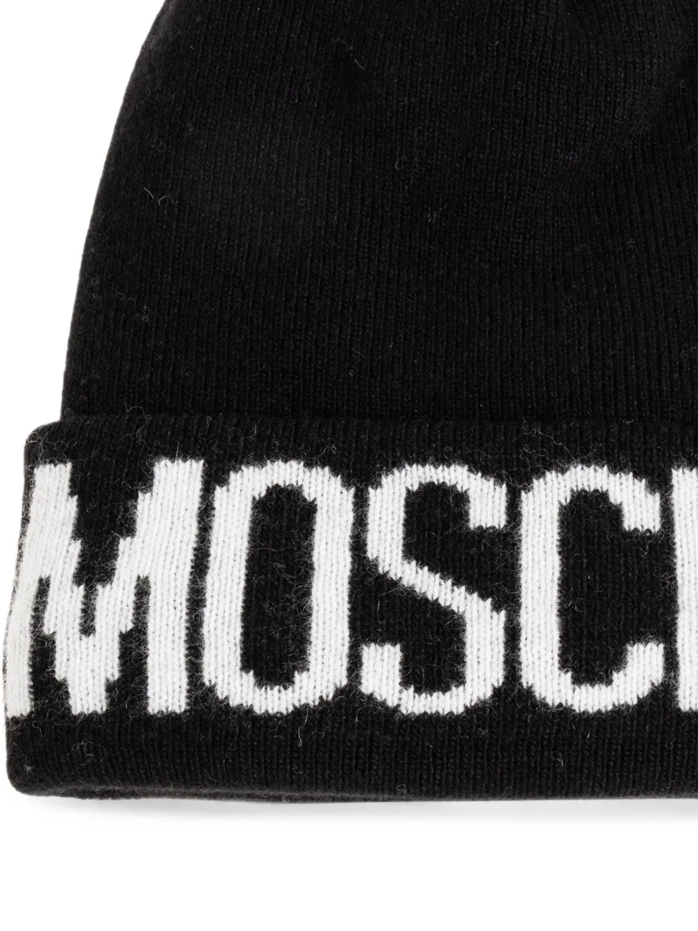 Moschino Intarsia muts met logo Zwart