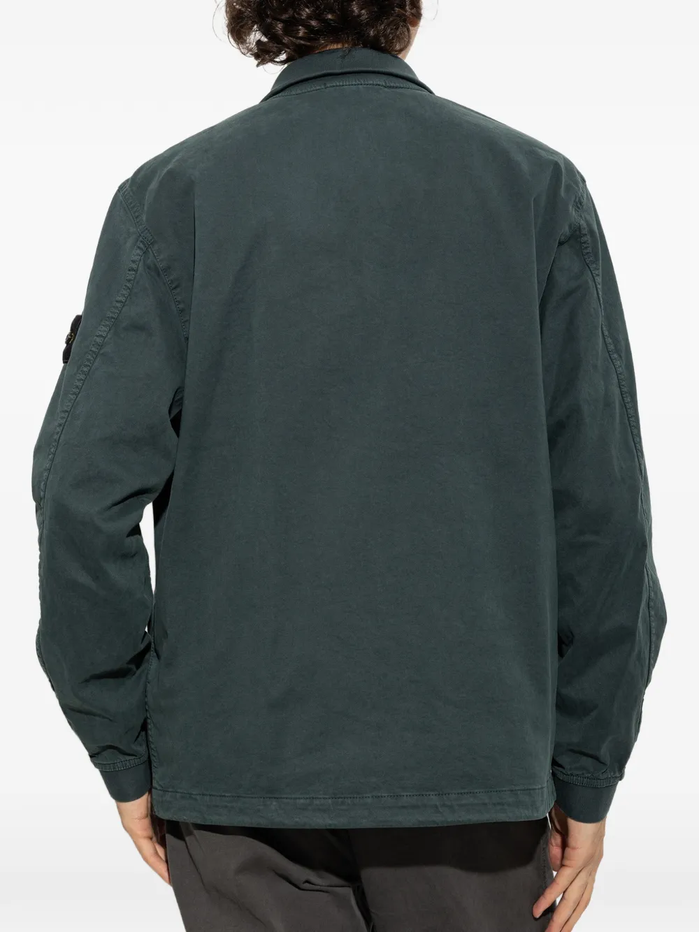 Stone Island 1200024 stretch twill shirtjack van biologisch katoen Groen
