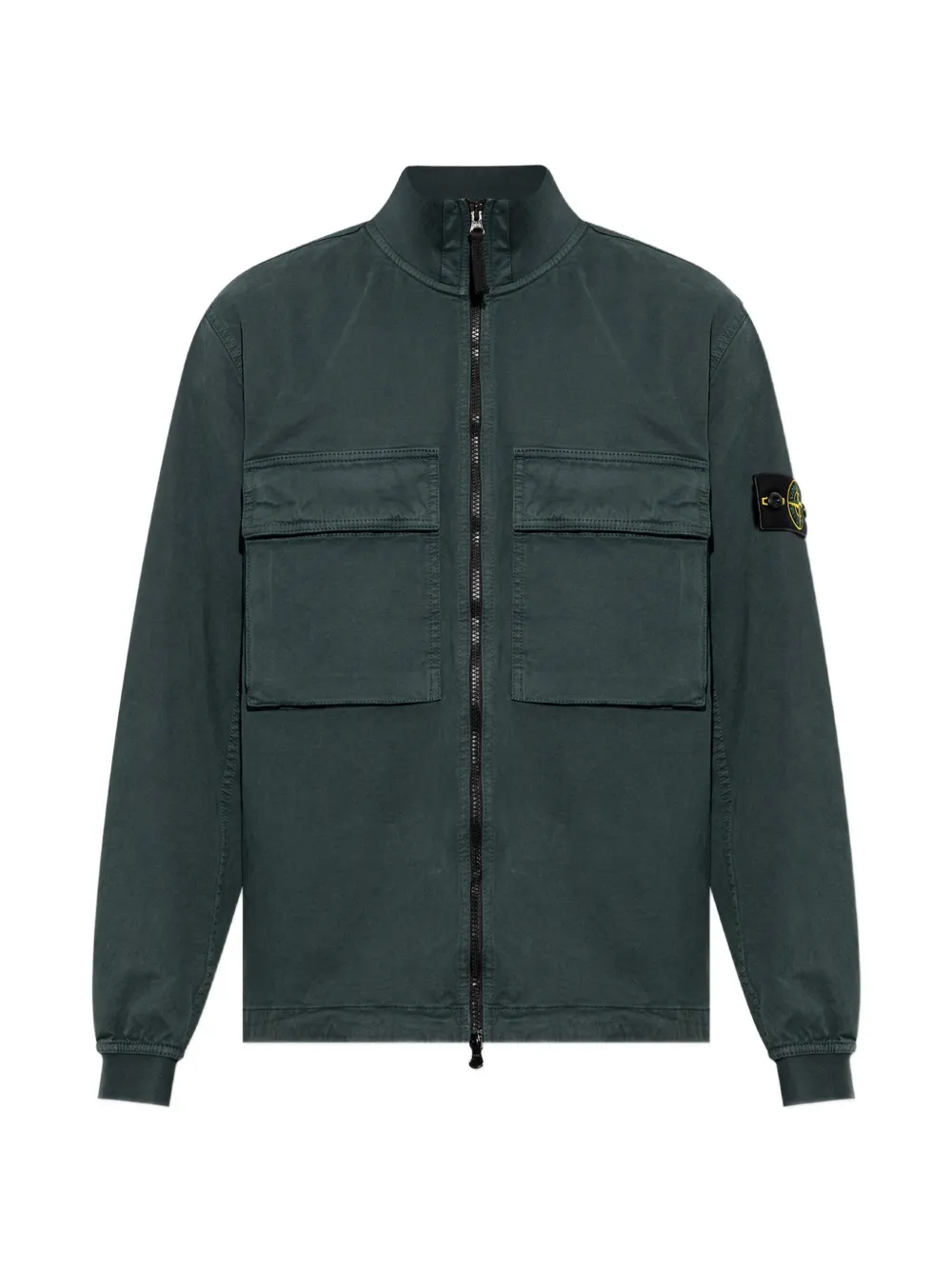 Stone Island 1200024 stretch organic broken twill cotton old effect overshirt - Verde