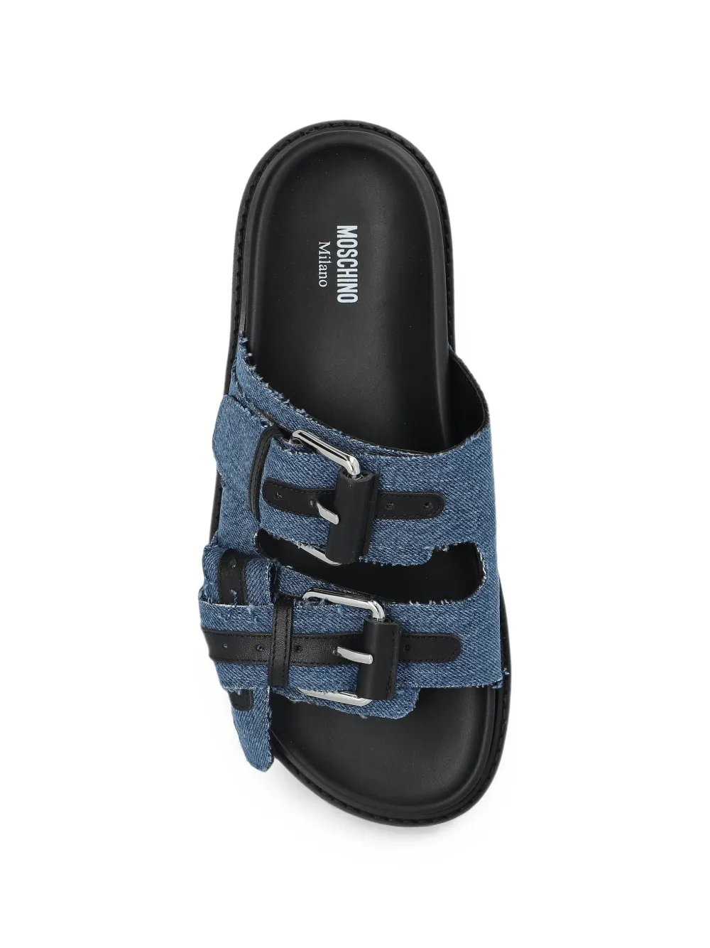 Moschino buckle-fastening denim sandals Blauw