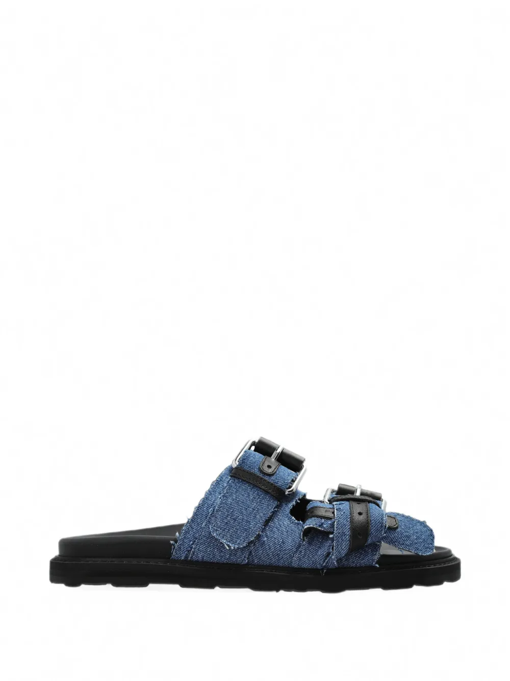 Moschino Buckle-fastening Denim Sandals In Blue