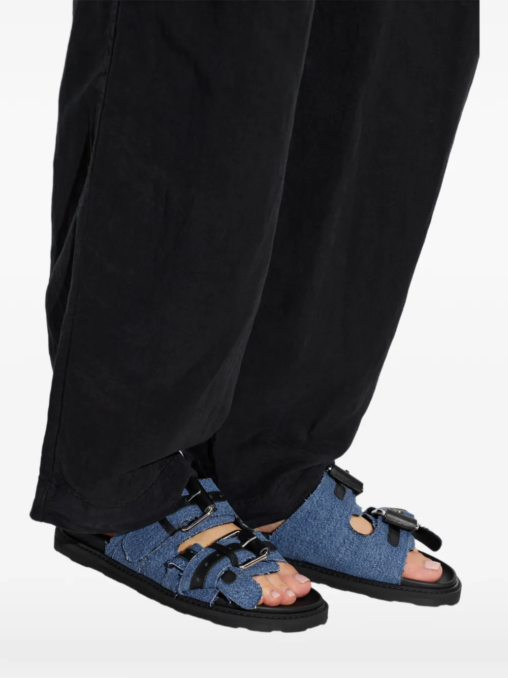 Moschino buckle-fastening denim sandals Blauw