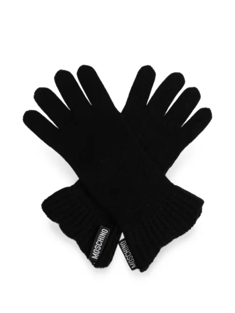 Moschino logo-patch knitted gloves