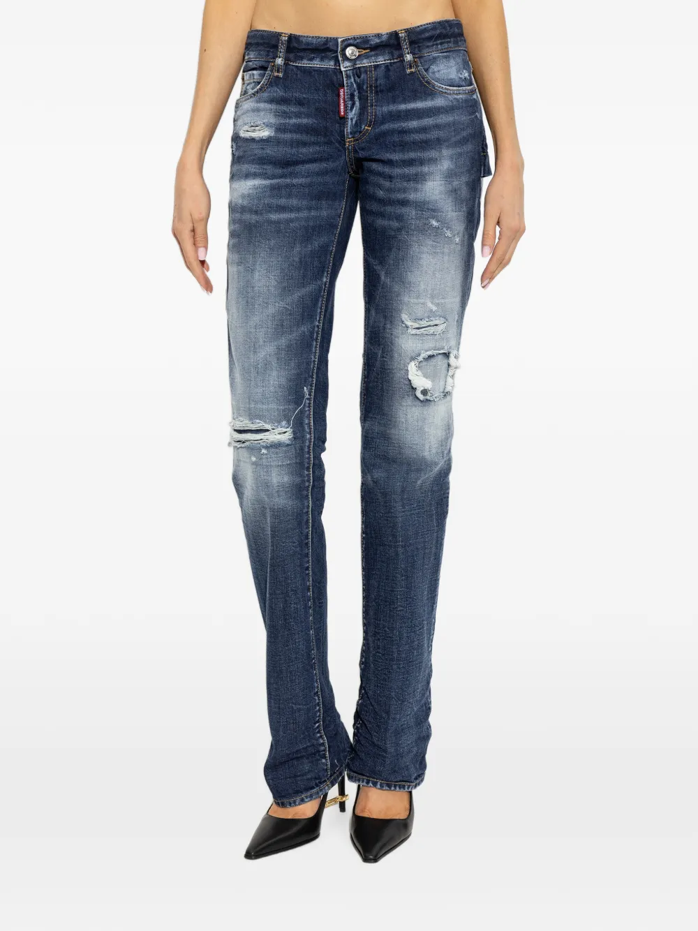 DSQUARED2 distressed cut-out jeans Blauw