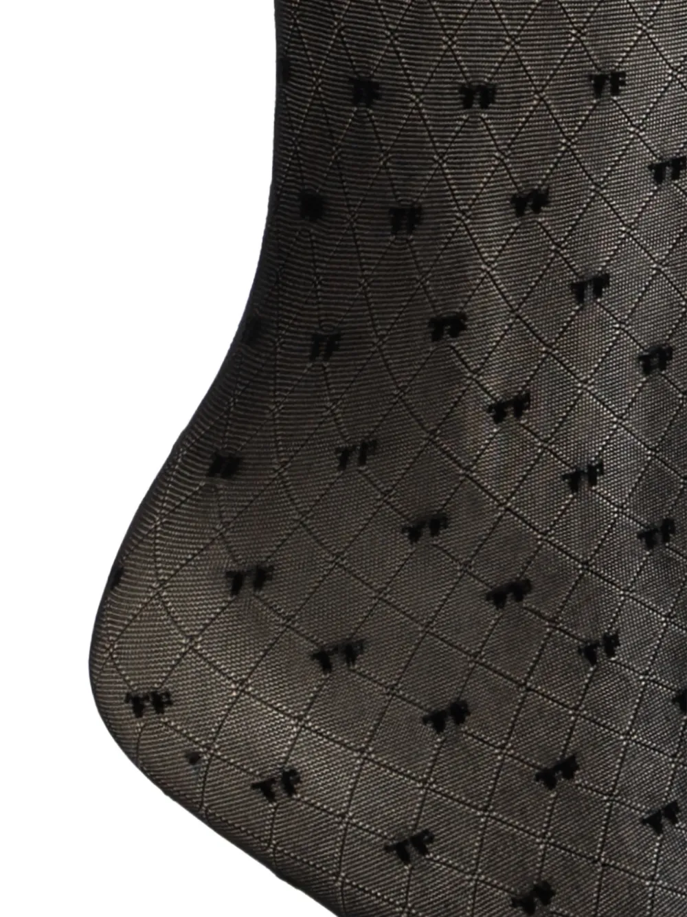 TOM FORD Ruitgebreide panty met monogram-patroon Zwart
