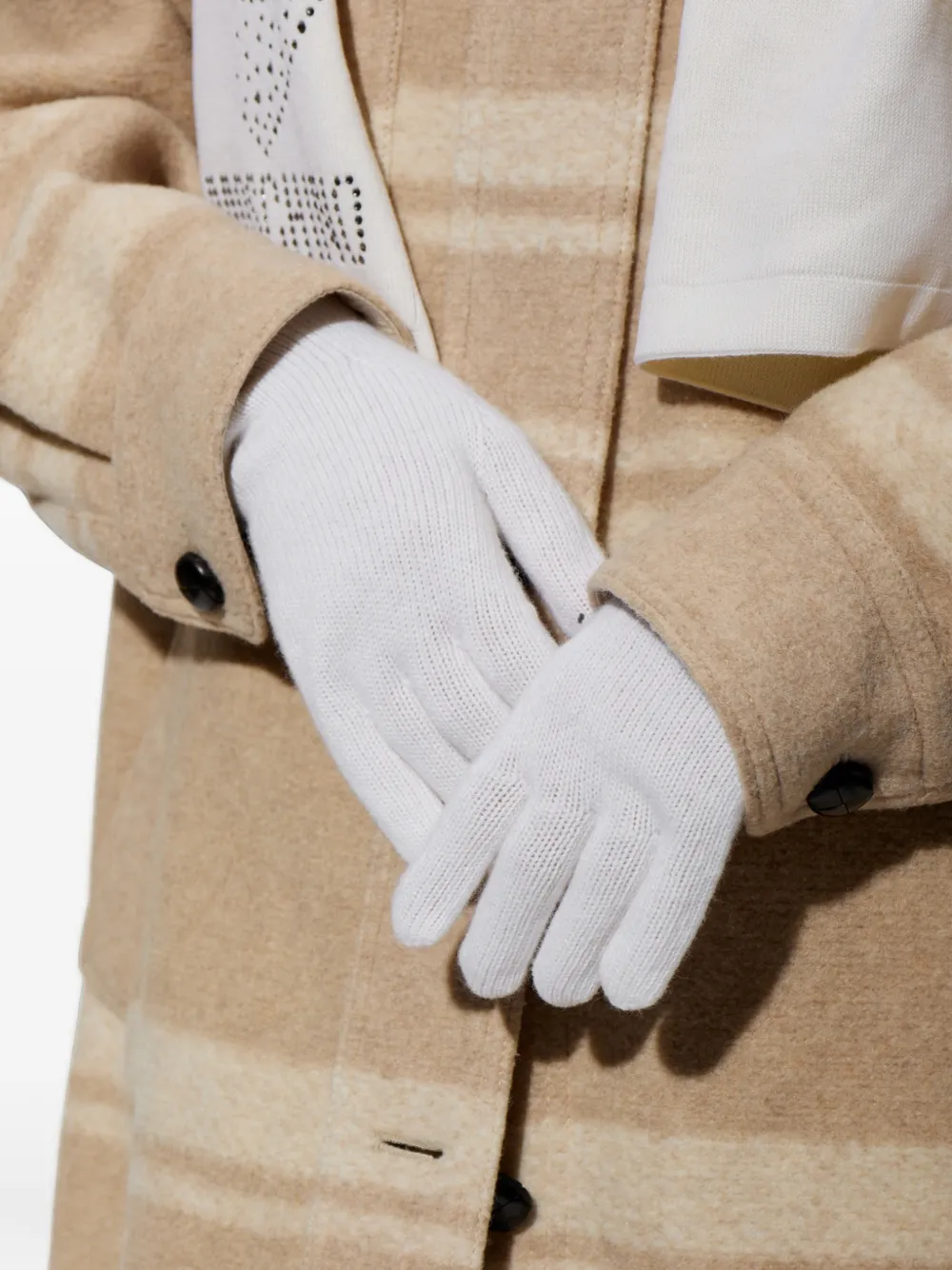 Moschino logo-patch ribbed-cuff gloves Wit