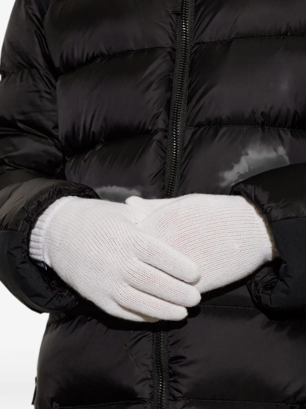 Moschino logo-patch ribbed-cuff gloves Wit