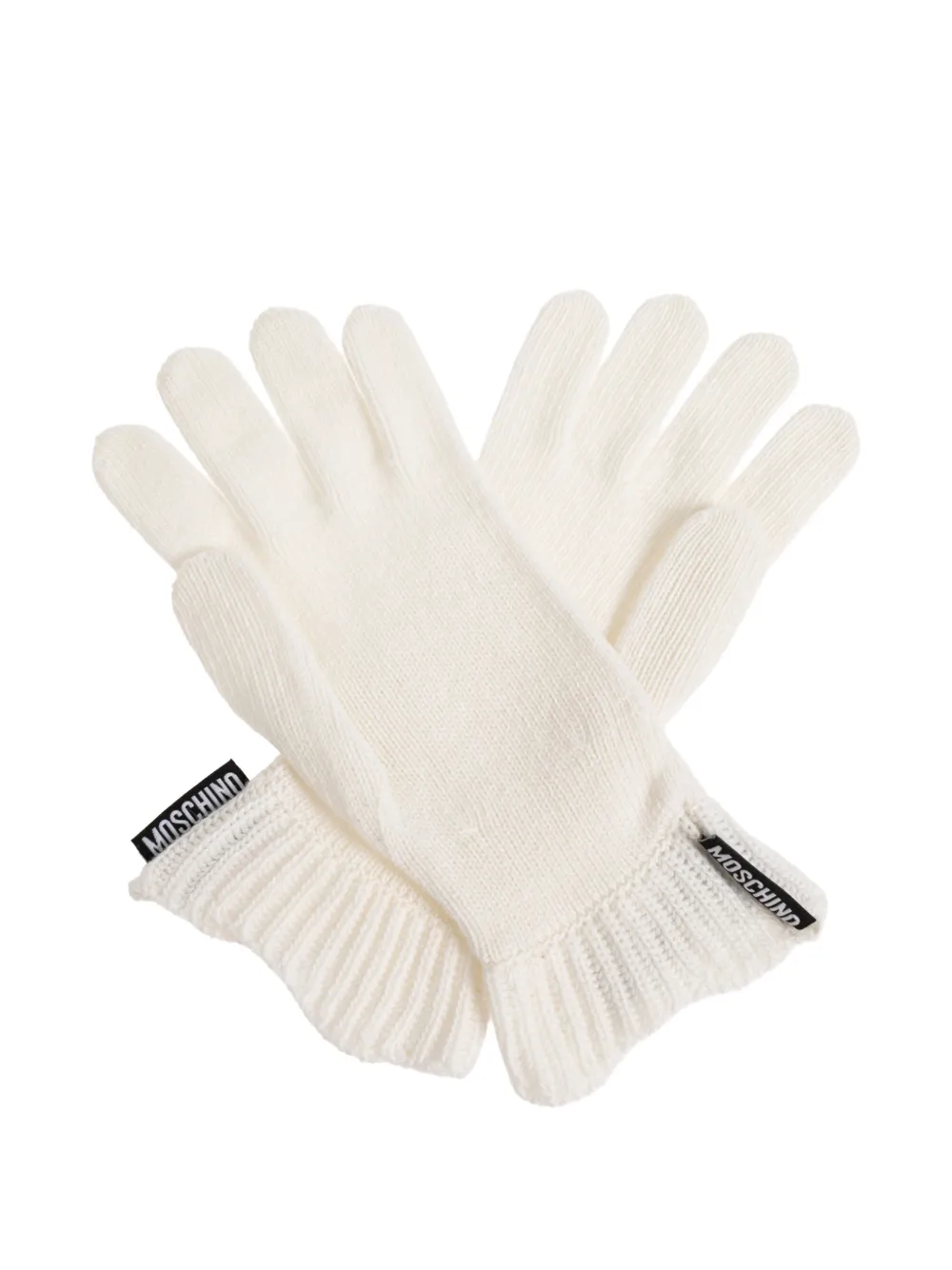 Moschino logo-patch ribbed-cuff gloves | White | Image 1
